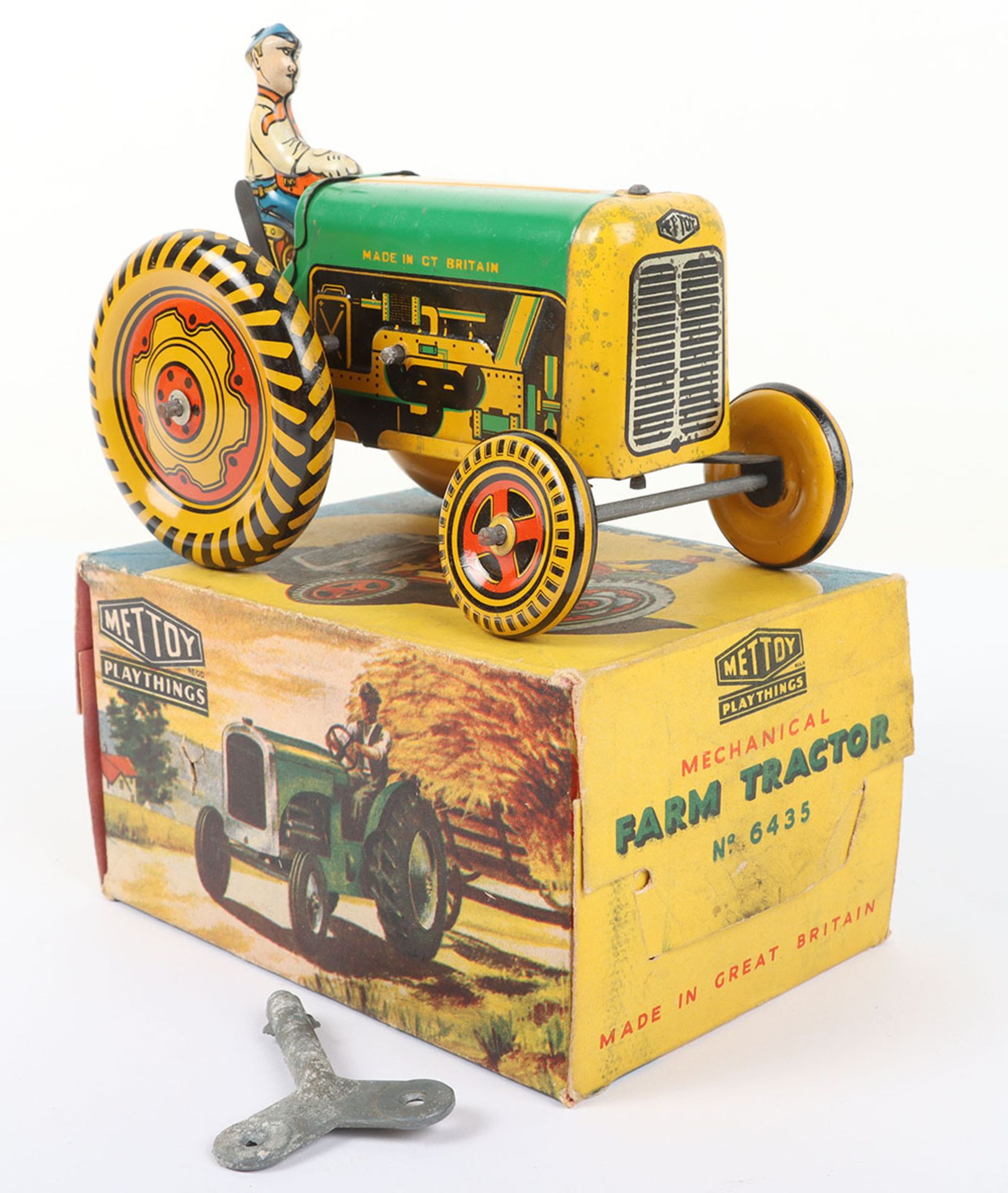 Mettoy Playthings Tinplate Mechanical Farm Tractor - Bild 2 aus 6