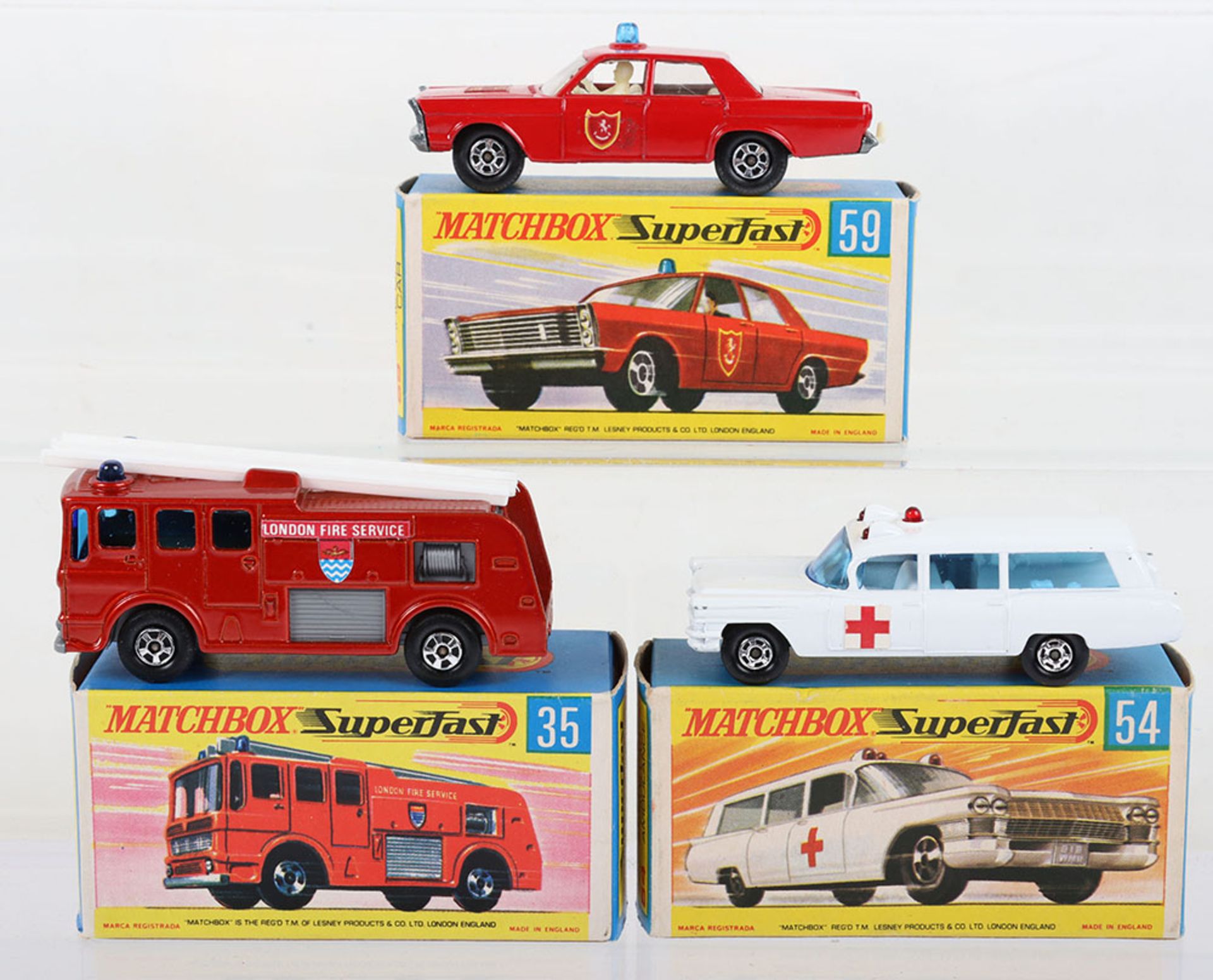 Three Boxed Matchbox Lesney Superfast Emergency Models