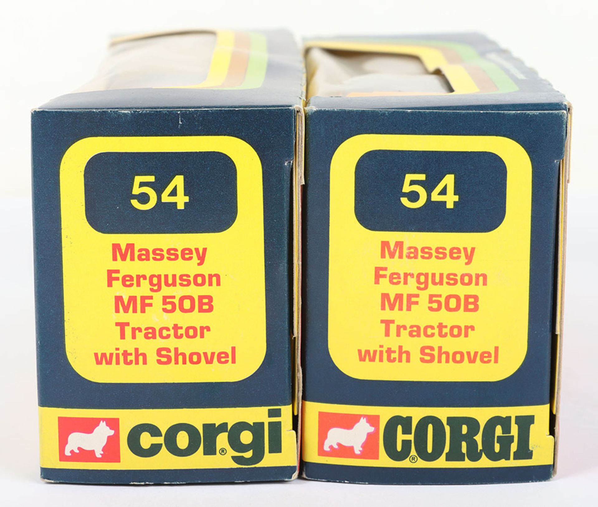Two Boxed Corgi 54 Massey Ferguson MF 50B Tractors with Shovels - Image 5 of 7