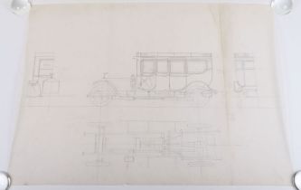 Original 9041 Corgi Toys/Mettoy 1912 Rolls Royce Silver Ghost Factory Pencil Drawing transparency