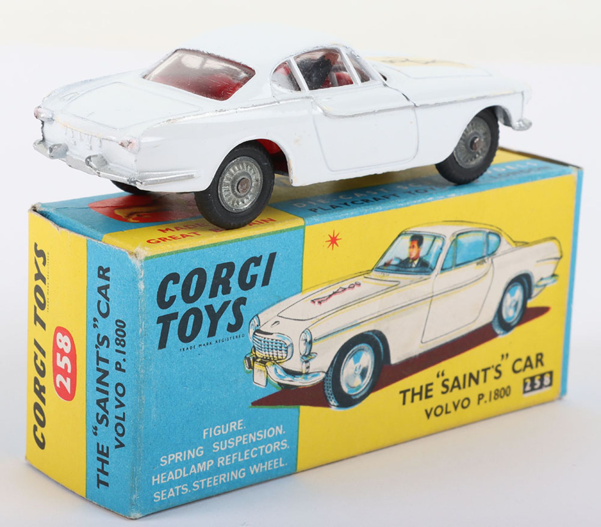 Scarce 1st issue Corgi Toys 258 The Saints Car Volvo P.1800 with cast wheel hubs - Bild 2 aus 3