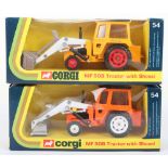 Two Boxed Corgi 54 Massey Ferguson MF 50B Tractors with Shovels