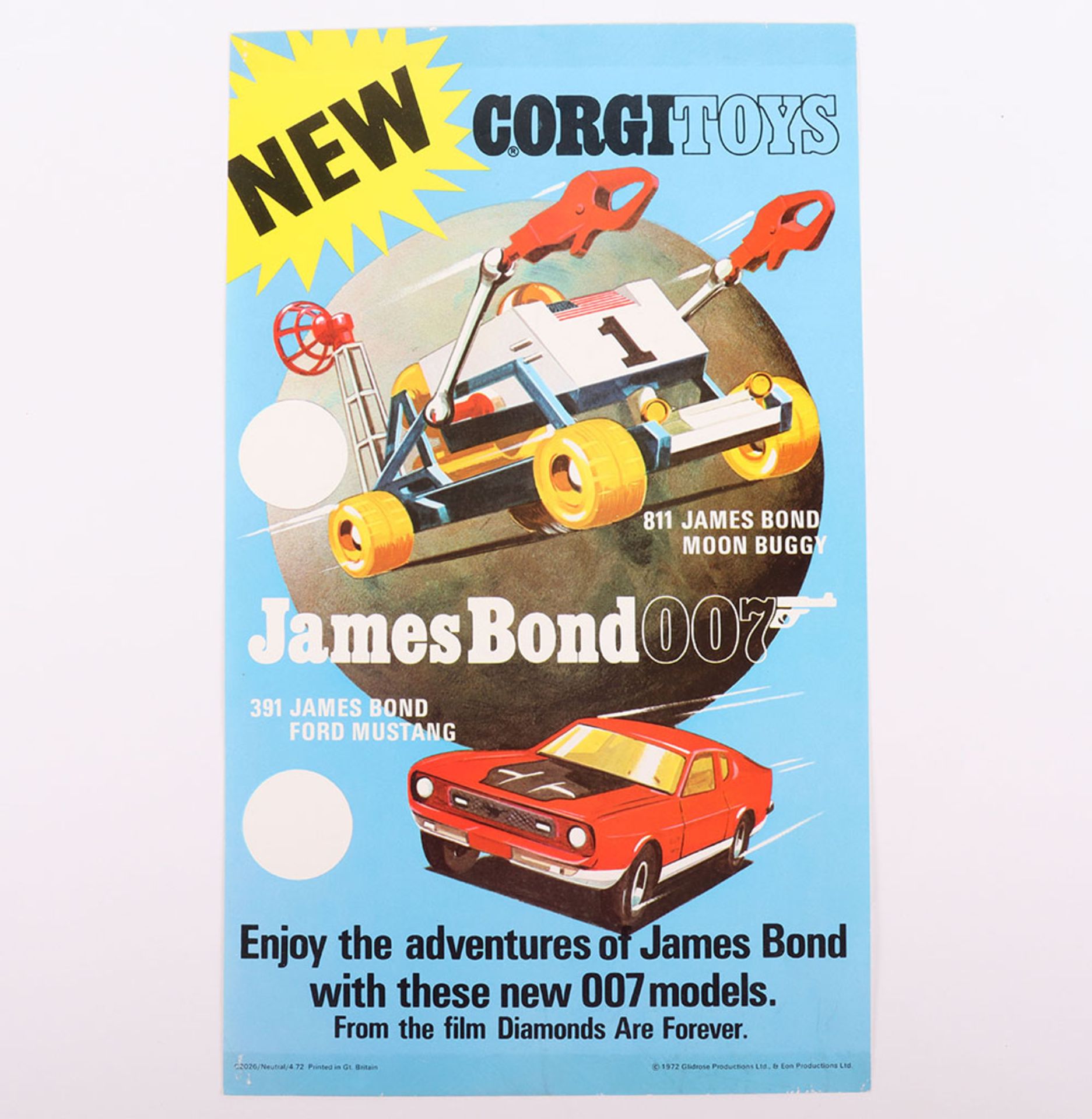 Original Corgi Toys James Bond 007 Diamonds are Forever Shop window poster