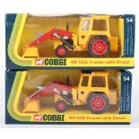Two Boxed Corgi 54 Massey Ferguson MF 50B Tractors with Shovels