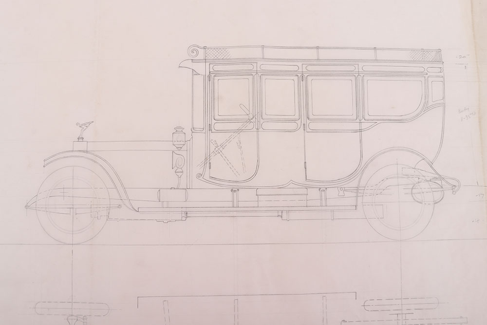 Original 9041 Corgi Toys/Mettoy 1912 Rolls Royce Silver Ghost Factory Pencil Drawing transparency - Image 2 of 5