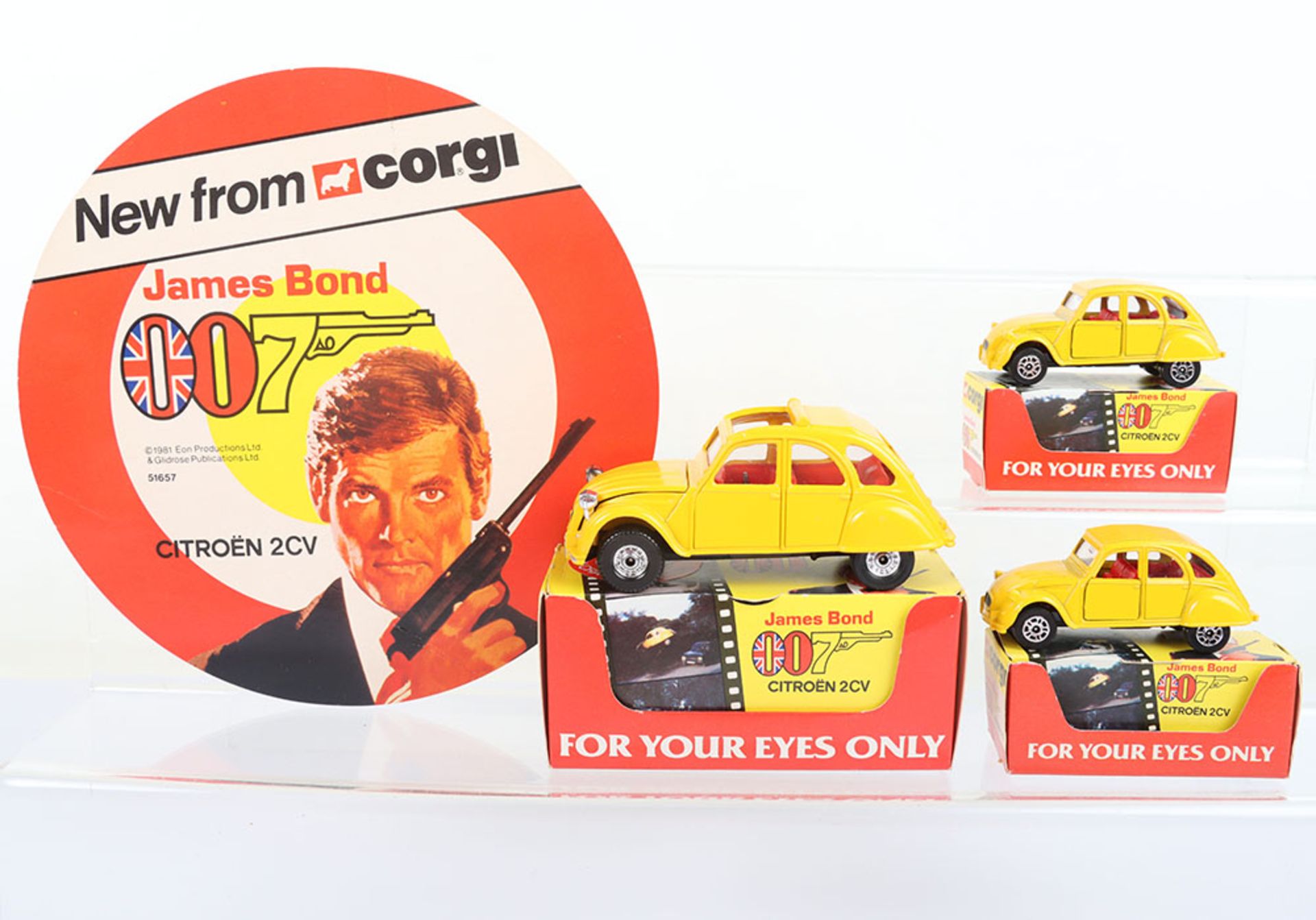 Original Corgi Toys James Bond Roger Moore Citroen 2CV Shop Display Card