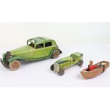 Pre-war tinplate Wells Racing car and Mettoy Cabriolet