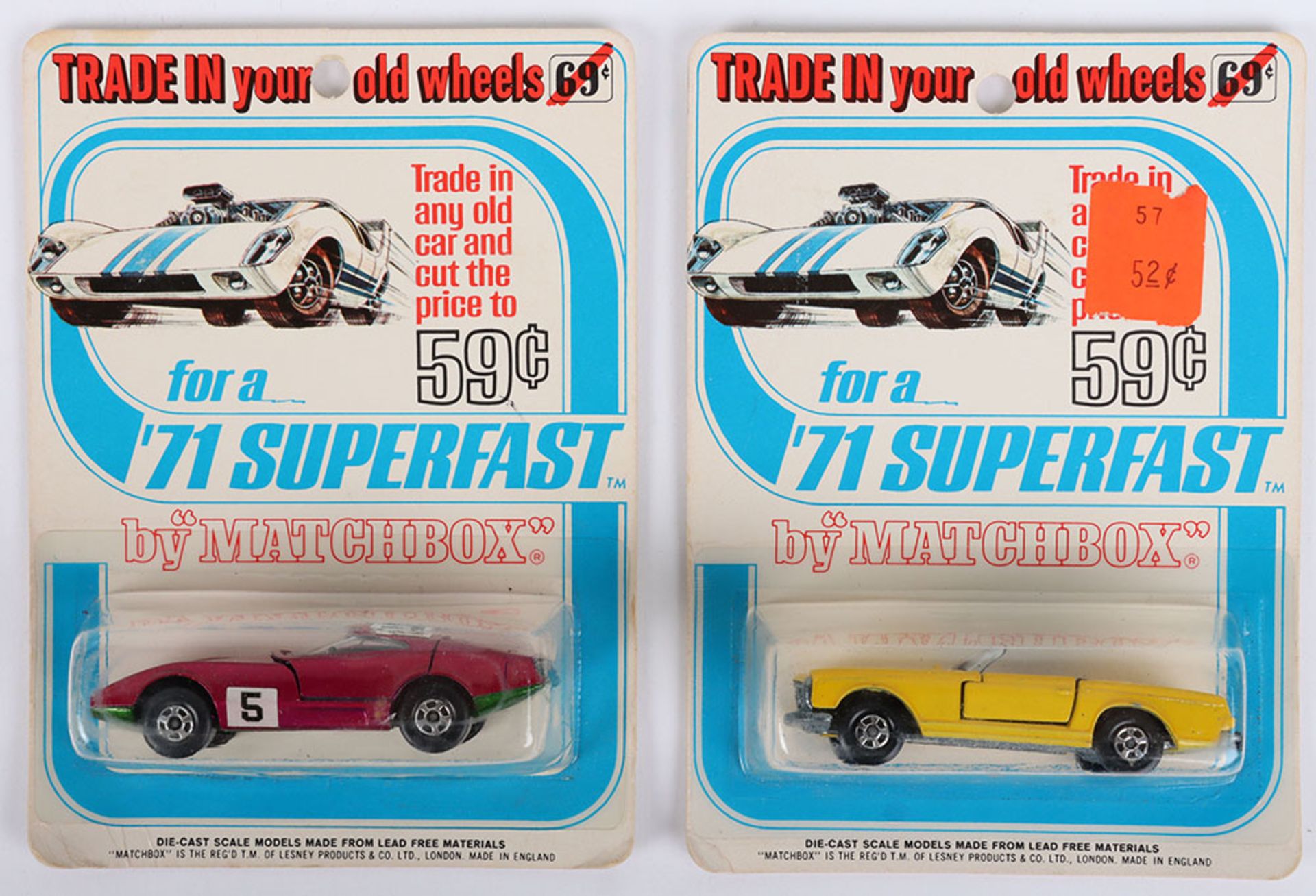 Two Matchbox Lesney Superfast USA issue Carded Models
