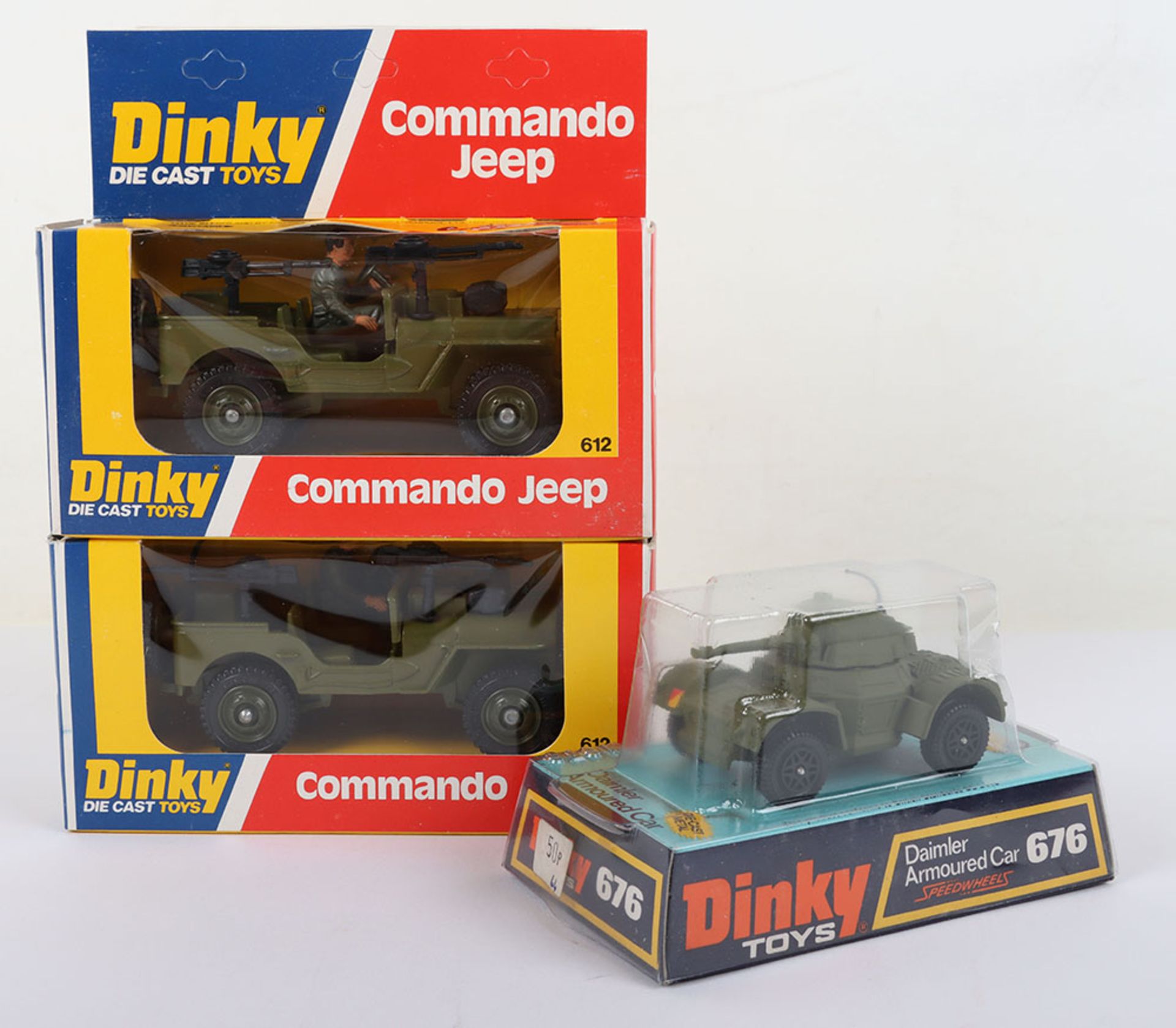 Two Dinky Toys 612 Commando Jeeps