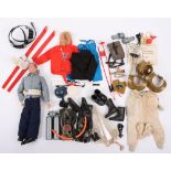 A Quantity of Vintage Action Man Clothes, Accessories and painted head doll