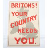 WW1 Parliamentary Recruiting Poster No 23 ‘Britons! Your Country Needs You’