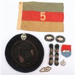 British 5th Squadron Royal Tank Regiment Beret, Badges and Unit Pennant Grouping of Captain H C Hook