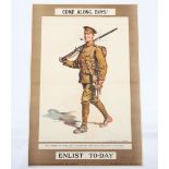 WW1 Parliamentary Recruiting Poster No 22 ‘Come Along Boys! Enlist To-Day’