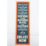 WW1 Parliamentary Recruiting Poster No 49 ‘Britain Is Fighting For The Freedom Of Europe And To Defe