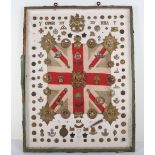 Impressive Victorian Display Board of British Regimental Badges