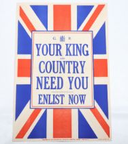 WW1 Parliamentary Recruiting Poster No 5 ‘Your King And Country Need You – Enlist Now’