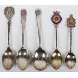 5x Hallmarked Silver and Silver Plate Spoons of Yeomanry Regiments