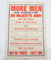 WW1 Parliamentary Recruiting Poster No 33 ‘More Men Are Wanted For His Majesty’s Army – Men Are Want