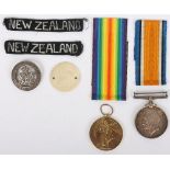 Great War New Zealand Medal and Silver War Badge Group