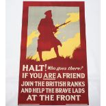 WW1 Parliamentary Recruiting Poster No 60 ‘Halt! Who Goes There? If You Are A Friend Join The Britis