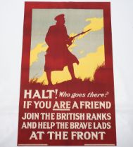 WW1 Parliamentary Recruiting Poster No 60 ‘Halt! Who Goes There? If You Are A Friend Join The Britis