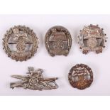 5x Hallmarked Silver Hampshire Regiment Sweetheart Brooches