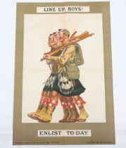 WW1 Parliamentary Recruiting Poster No 54 ‘Line Up Boys - Enlist To-Day’