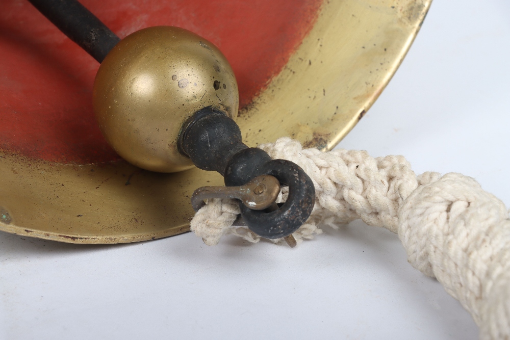 Royal Navy Ships Bell for HMS Enforcer, the brass bell is deeply struck