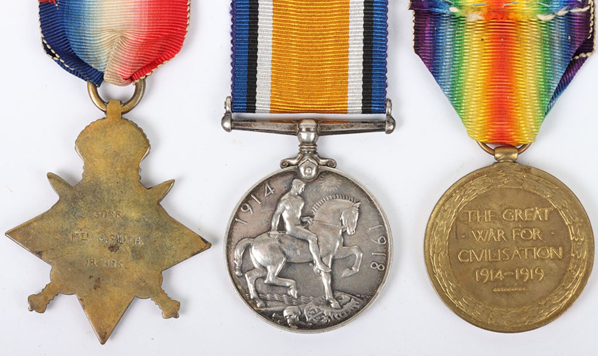 Great War 1914 Star Medal Trio to the 18th (Queen Mary’s Own) Hussars - Bild 5 aus 6