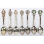 7x Hallmarked Silver Regimental Spoons for the Rifle Brigade, Kings Royal Rifle Corps and Leeds Rifl