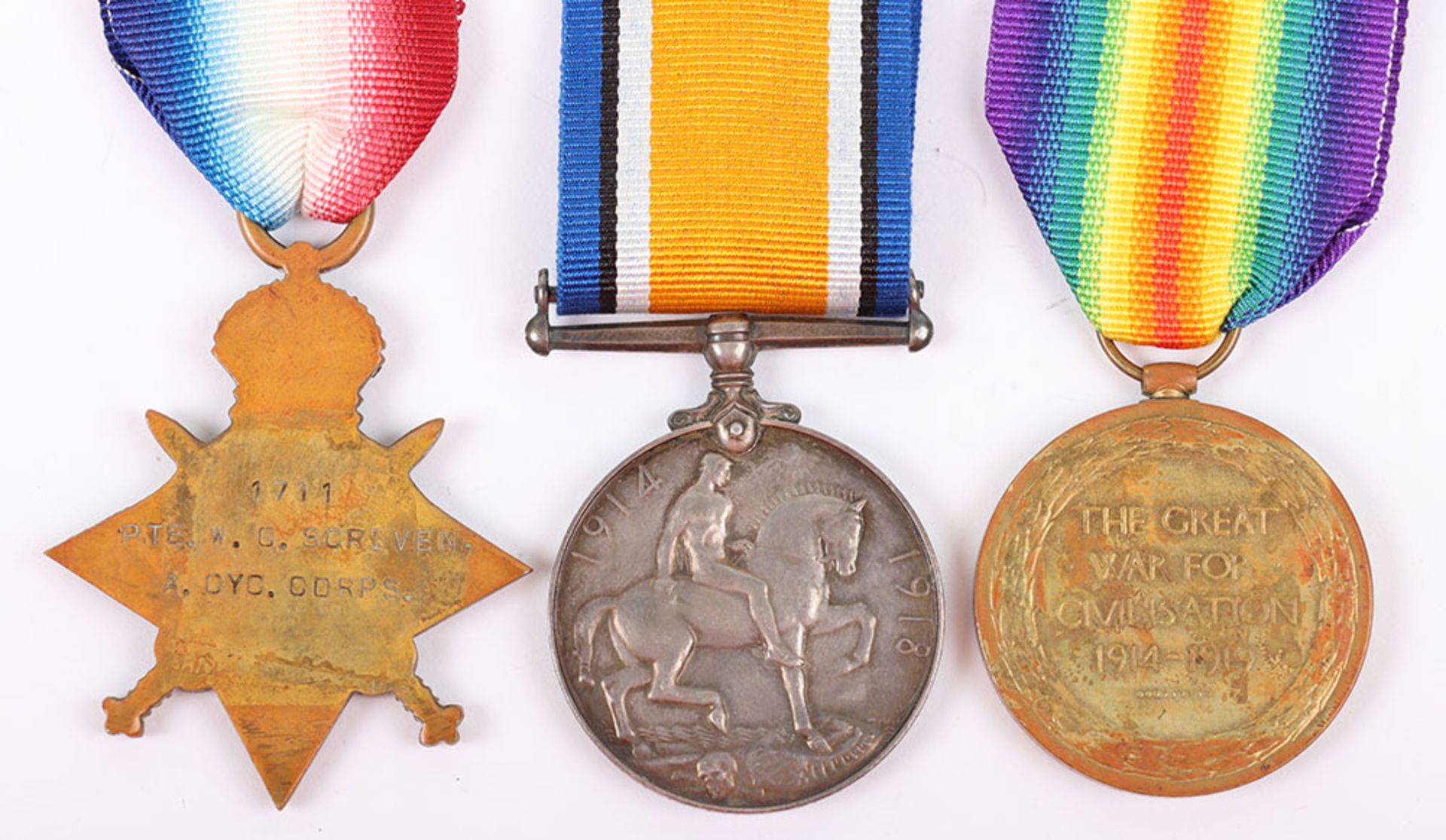 Great War 1914-15 Star Medal Trio to the Army Cyclist Corps - Bild 4 aus 5