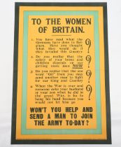 WW1 Parliamentary Recruiting Poster No 69 ‘To The Women Of Britain – Won’t You Help And Send A Man T