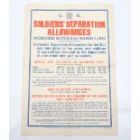 WW1 Parliamentary Recruiting Poster No 72 1915 ‘Soldiers Separation Allowance