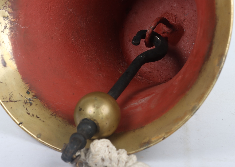 Royal Navy Ships Bell for HMS Enforcer, the brass bell is deeply struck