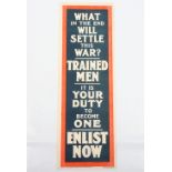 WW1 Parliamentary Recruiting Poster No 66 ‘What In The End Will Settle This War? Trained Men – It Is