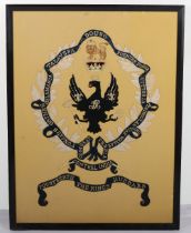 Large Framed Early Regimental Embroidery of the 14th Kings Own Hussars