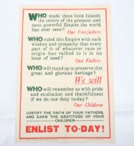 WW1 Parliamentary Recruiting Poster No 66 ‘Justify The Faith Of Your Fathers, And Earn The Gratitude