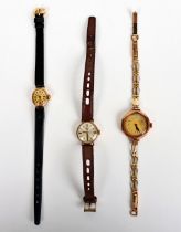 Three vintage 9ct gold cased ladies wristwatches