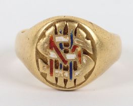 An early Victorian 18ct gold gentleman’s ring, Chester 1845
