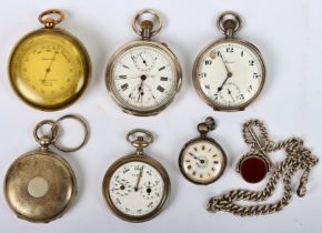 A group of pocket watches, including a Swiss silver pocket watch (.935)