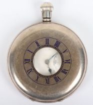 A silver half hunter J.W. Benson pocket watch