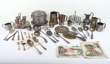 A selection of mostly silver plated items, including a silver cruet Sheffield 1901