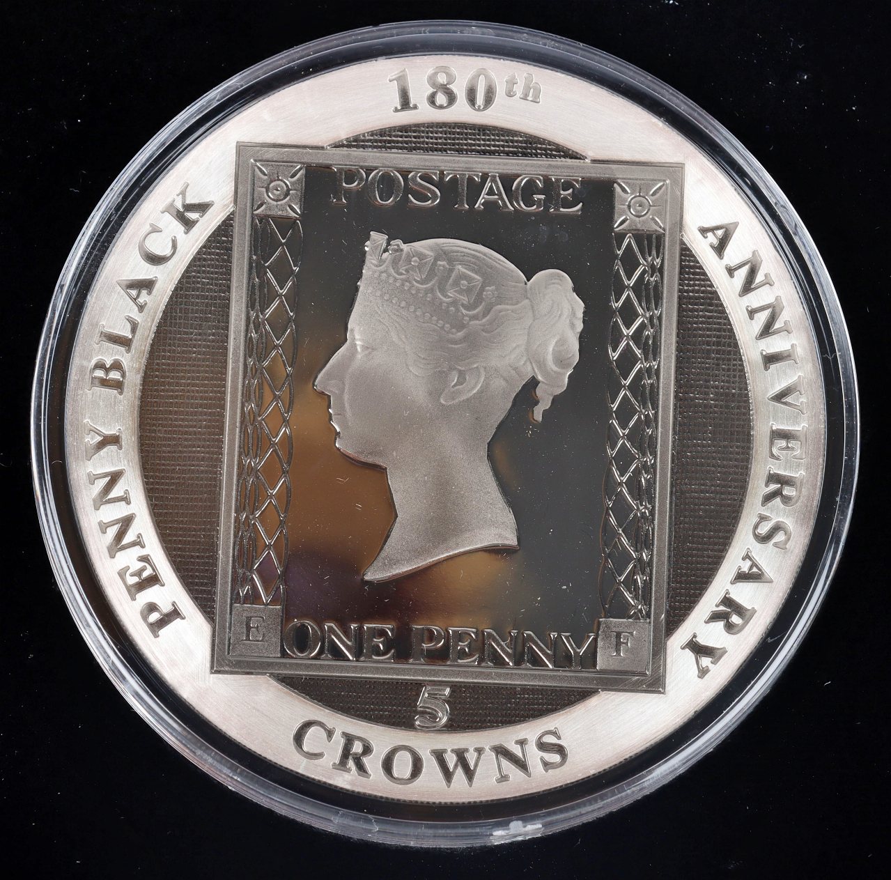 Proof 5oz silver commemorative medallion, 180th Anniversary Penny Black - Image 3 of 3