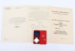 Third Reich NSDAP 25 Year Faithful Service Decoration with Citation