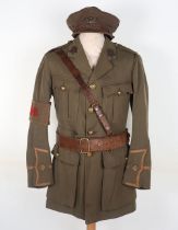 WW1 British Officers Cuff Rank Tunic, Peaked Cap and Equipment of 2nd Lieutenant H E Cuthbert Manche