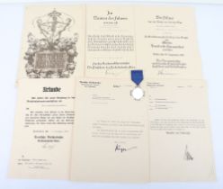 Third Reich NSDAP 25 Year Faithful Service Decoration with Citations and Documents of Railways Inter