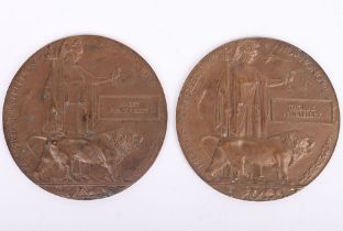 A Pair of Great War Memorial Plaques to the Pendlebury Brothers from Astley, Manchester