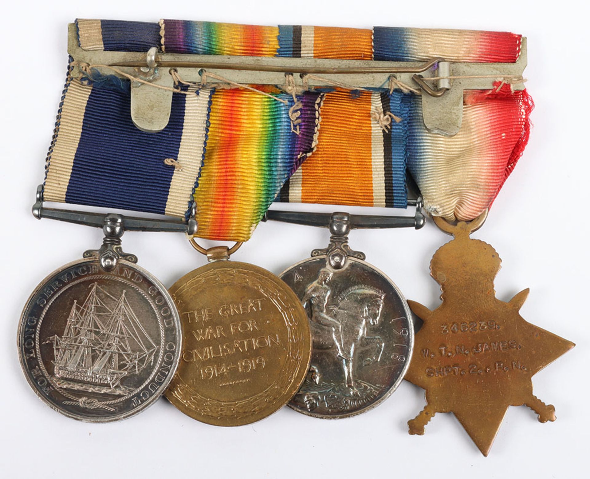 A Great War Naval Long Service Medal Group of 4, HMS COLUMBINE - Bild 7 aus 10