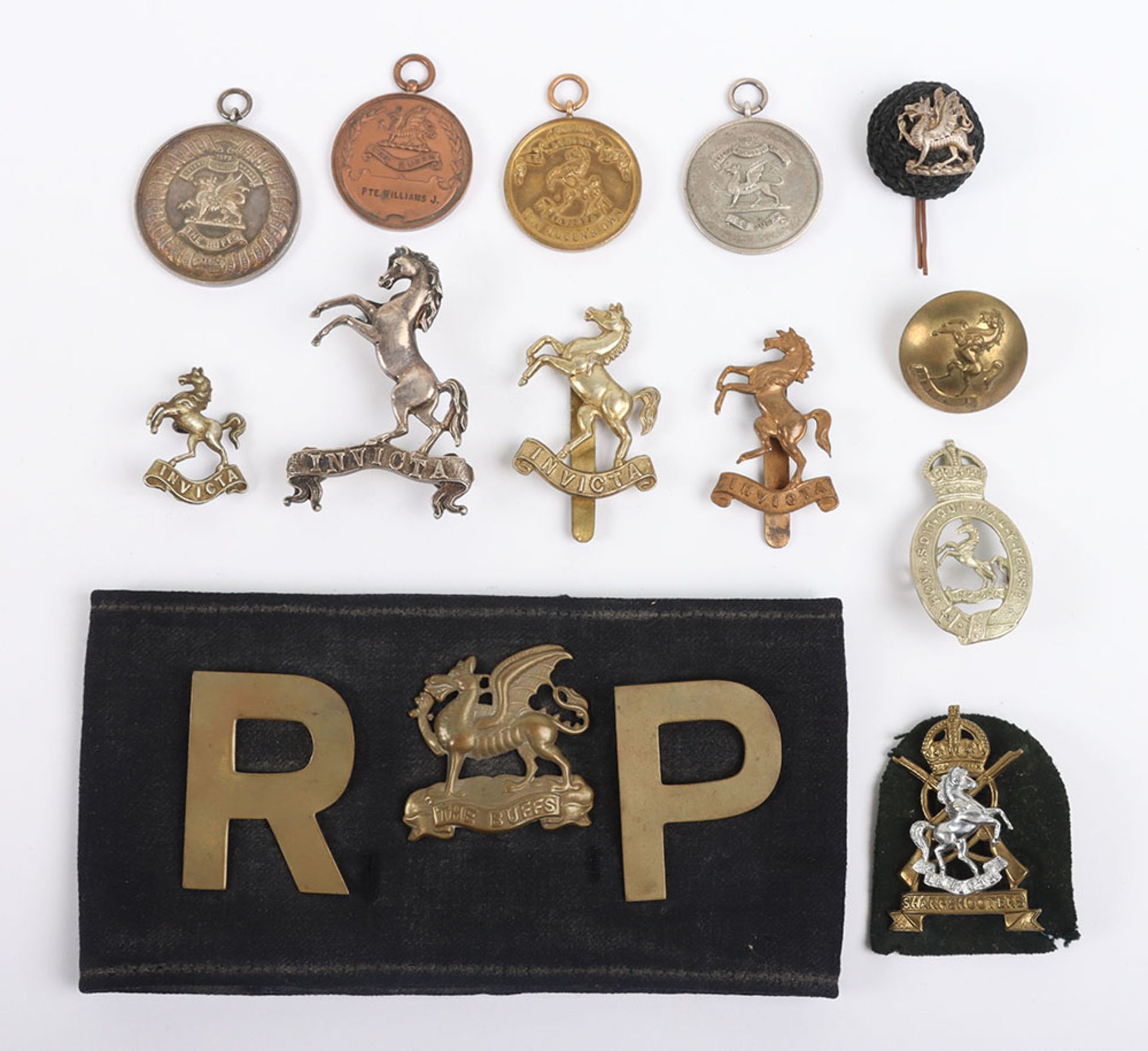 Grouping of Kent Regimental Badges and Insignia