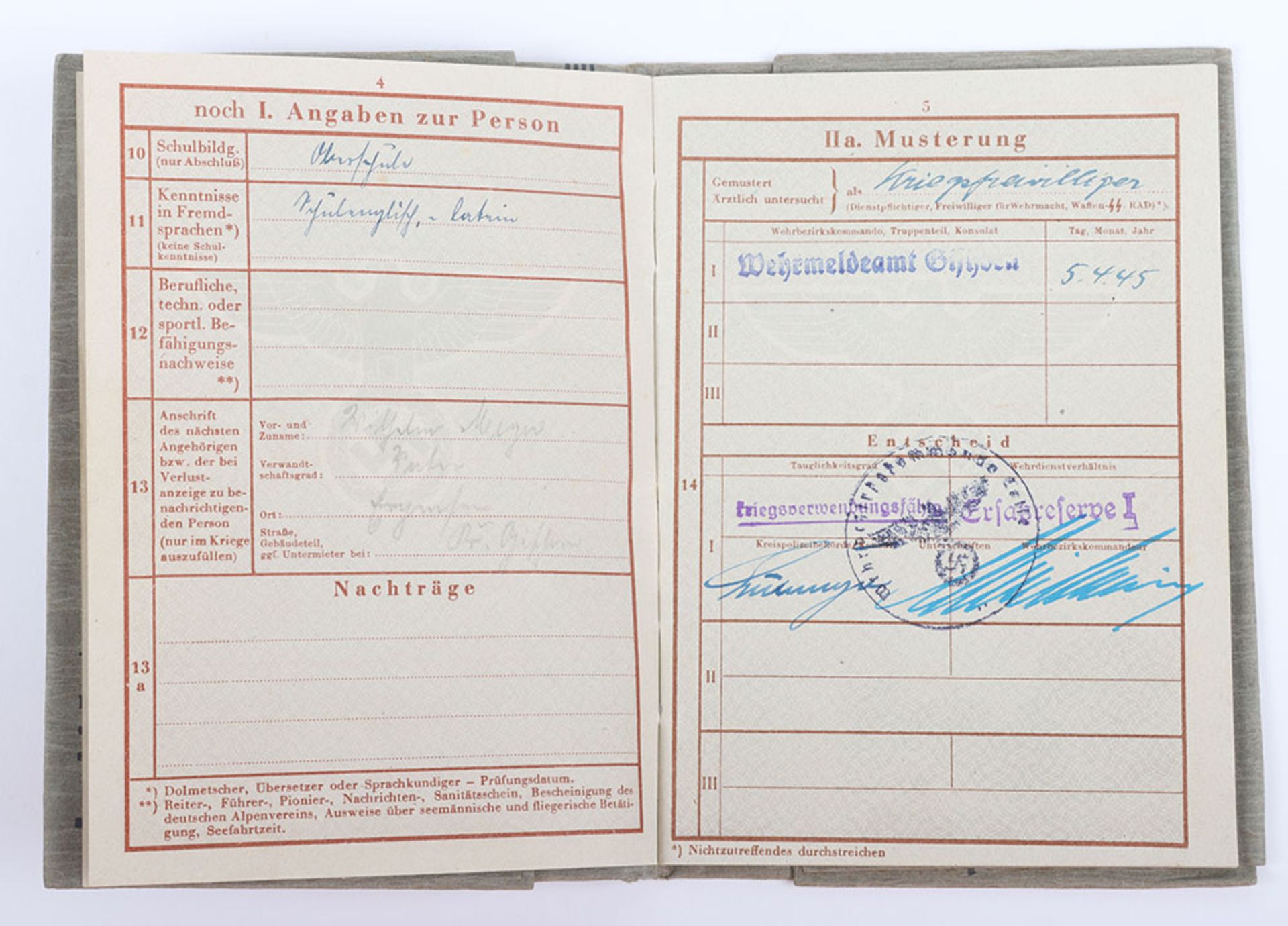 WW2 German Armed Forces Wehrpass Issued in April 1945 - Image 11 of 37